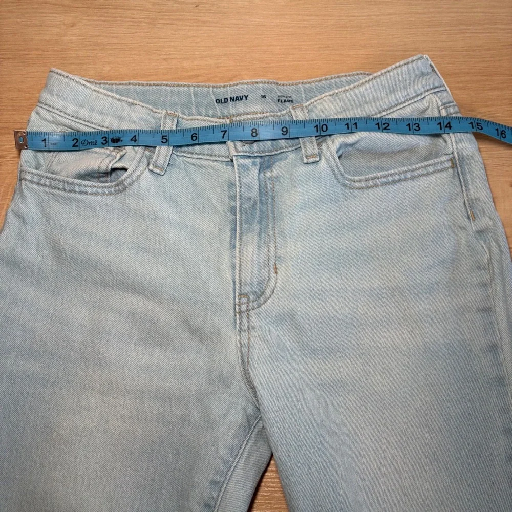 Old Navy Girls Light Wash High Rise Flare Distressed Knee Denim Jeans Size 16